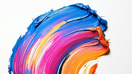 spiral paint smear, curly multicolored brushstroke on white background High quality photo