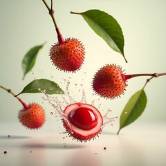 Lychee Falling into Water
