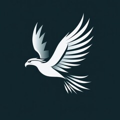 Fototapeta premium White falcon soaring, dark background, freedom, logo design