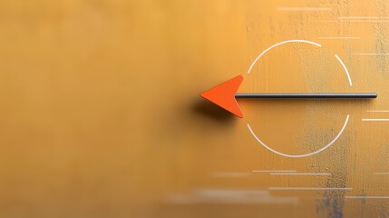 Abstract arrow symbol on textured background, direction and movement concept in vibrant orange and soft shades