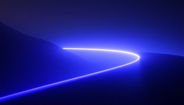 Glowing Blue Line Chart on Dark Background, Minimalist Vector with Gradient Effect, Digital Art