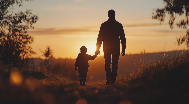 A Father and Child's Sunset Walk: Cherishing Moments of Love and Connection