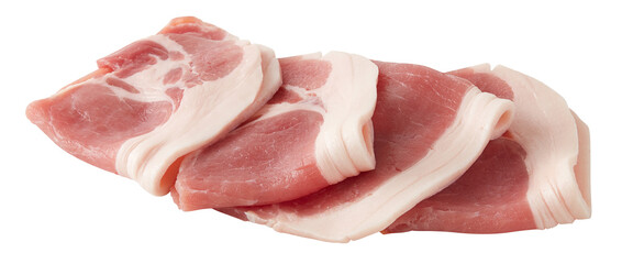 Fresh Sliced ​​Pork cut out isolated transparent background