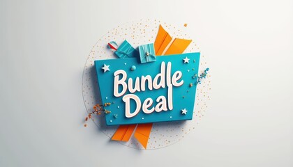 Colorful promotional graphic showcasing a bundle deal with gifts and confetti on a light background