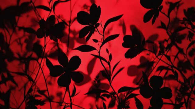 flower silhouette on red gradient background. Botanical design