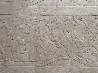 Reliefs in the tombs of inefert, unas Ankh and princess Idut showing daily life rituals in Saqqarah in Egypt