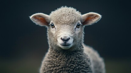 Adorable Lamb Portrait Close Up of a Fluffy Young Sheep