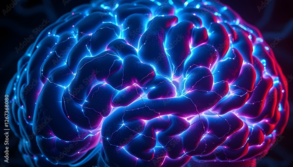 Poster illuminated brain: a stunning visual representation of neural pathways