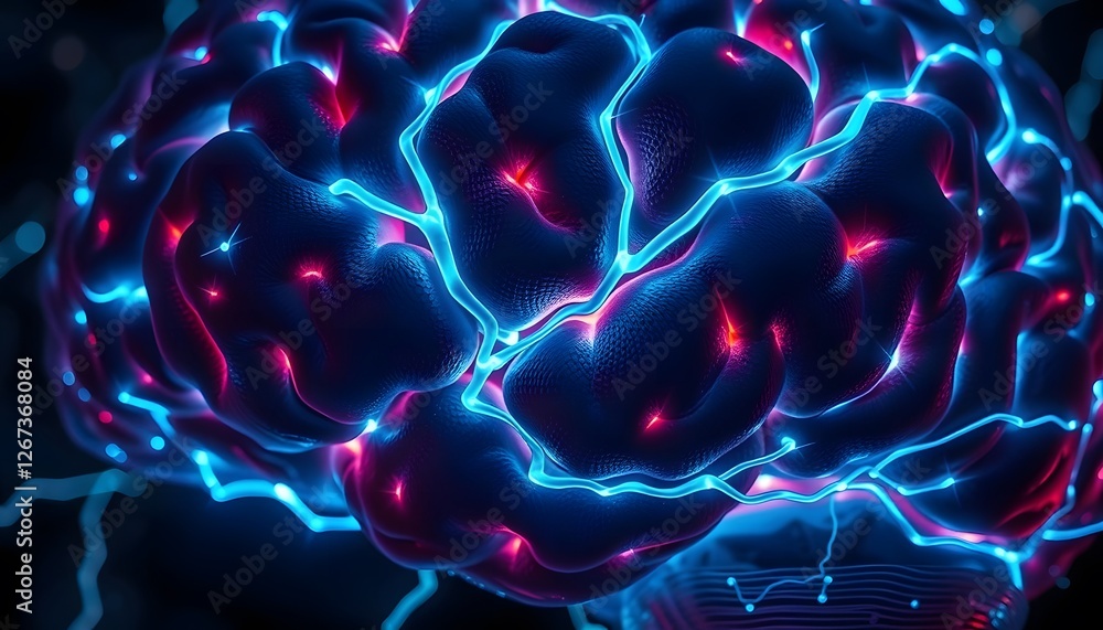 Poster illuminated brain: a symphony of neural pathways