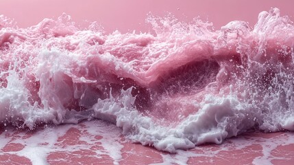 Pink wave splashes on pink background