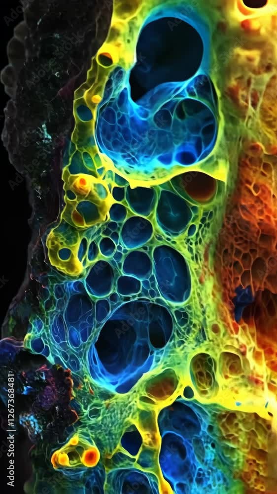 Poster unique abstract texture showcasing vibrant colors and intricate patterns in a close-up view of organ