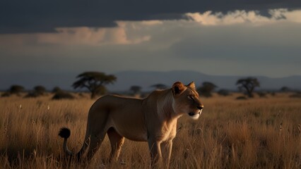 Lioness Portrait: Majestic African Wildlife, Powerful Predator