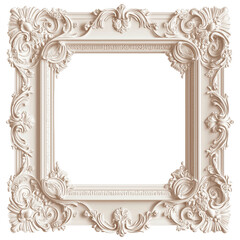 Elegant Pastel Pink Baroque Ornate Frame with Intricate Detailing &ndash; PNG Transparent Background