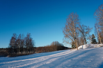 Obraz premium View of a snow covered slope during winter