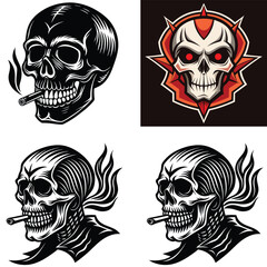 Obraz premium Skull T-Shirt Design , Trendy Gothic and Biker Style Graphic Tee