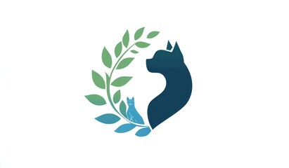 Cat, kitten, laurel wreath, nature, veterinary logo