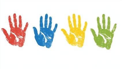 Obraz premium Colorful Handprints: A Vibrant Display of Unity and Diversity through Art
