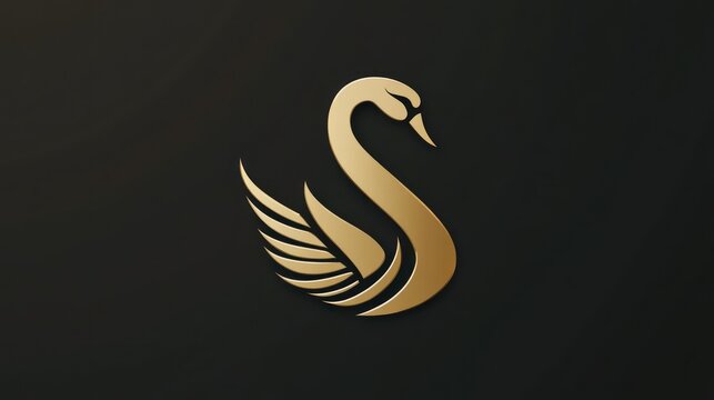 Elegant gold swan logo design, dark background, website icon