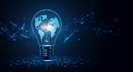 Global Innovation: Lightbulb with World Map - Bright Ideas for a Connected World, Technology, Creativity & Digital Solutions