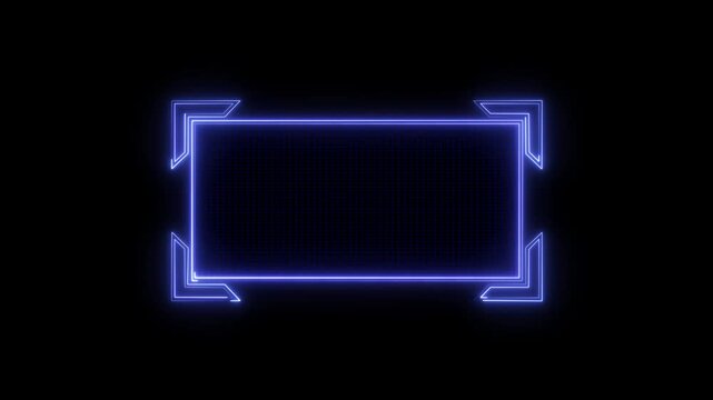 Digital display glowing neon tech frames backdrop set. set against a backdrop of intricate circuit board patterns, ready for your text or design. Perfect for showcasing modern technology,