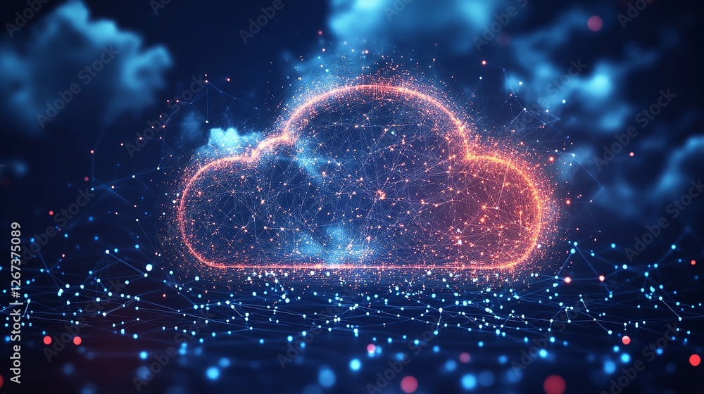 Poster digital technologies, cloud computing, digital future, information transfer. abstract technology big