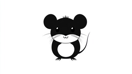 Naklejka premium Cartoon mouse stands on white backdrop. Cute animal for children's story or educational use