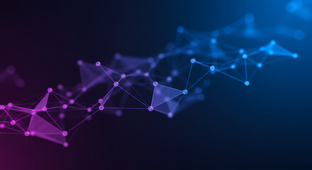 ** Abstract Network: A Dynamic Plexus of Connection, Data, and Innovation in Vivid Blue and Purple Hues.