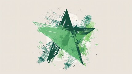 Green Star Brushstroke Geometric Shape Vector Graphic