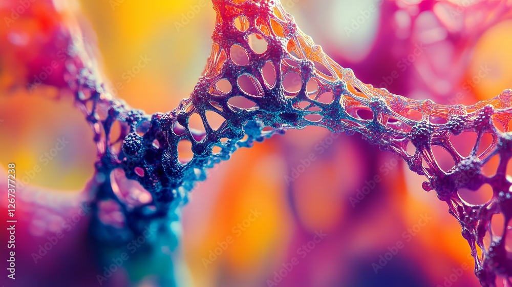 Poster abstract colorful network structure digital art vivid hues intricate design modern background techno