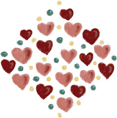 Crayon heart shapes clipart vector. Hand-drawn style with textured crayon strokes. Scalable vector format. Perfect for Valentine's Day, love-themed designs, children's projects,