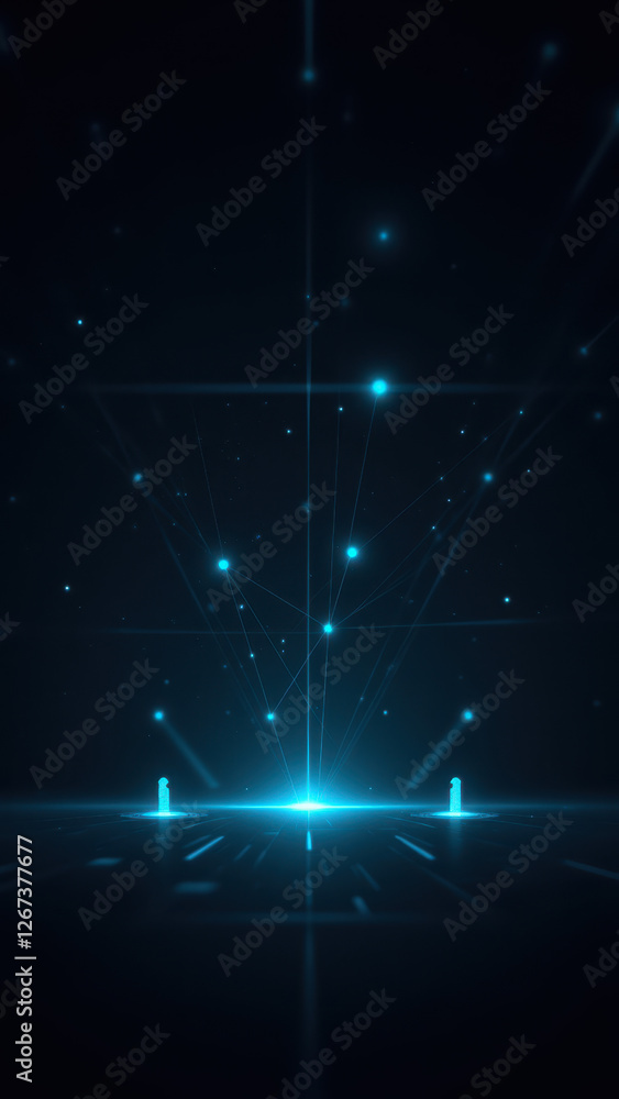 Aufkleber cybersecurity grid with interconnected nodes set against a dark background.