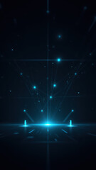 Fototapeta premium Cybersecurity grid with interconnected nodes set against a dark background.