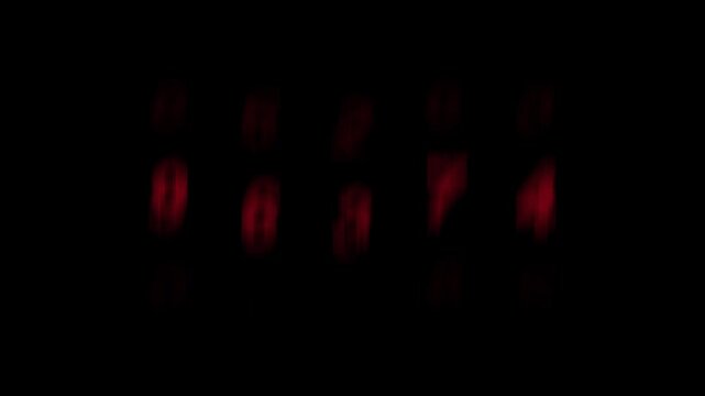 5 Spinning Numeric Slots &ndash; Red Digits Stopping at 44444 on Black Background