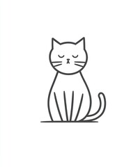 Obraz premium Cat icon sitting, with a peaceful face. Simple drawing on a white background, for web design