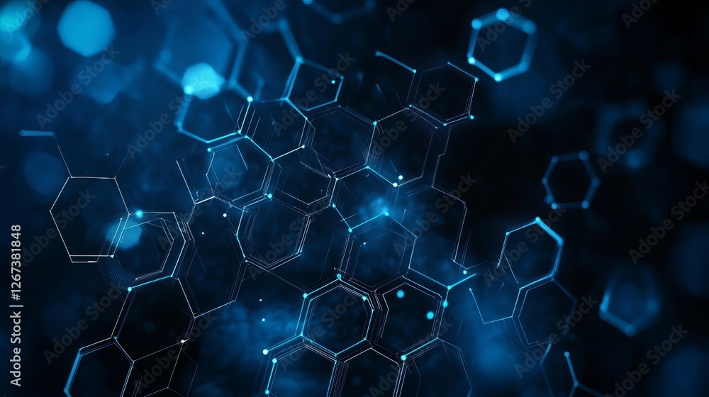 Aufkleber abstract blue hexagon network digital technology background futuristic design modern geometric patte