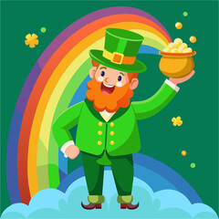 Happy Leprechaun with Pot of Gold