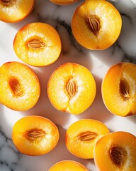 close up of sliced apricots