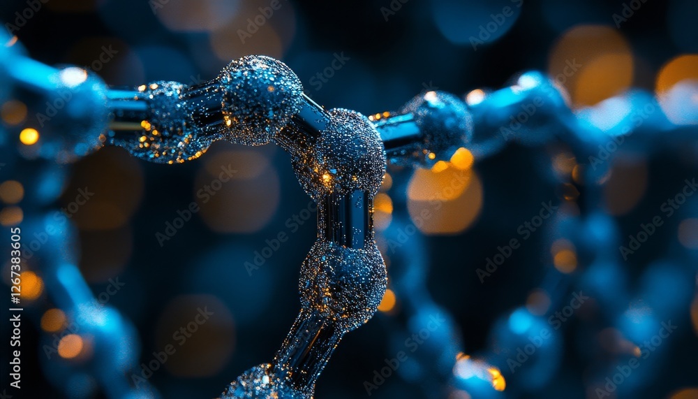 Poster abstract 3d rendering of blue hexagonal pattern sci-fi background with luminous connections