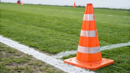 Orange Traffic Cone on Grass Field