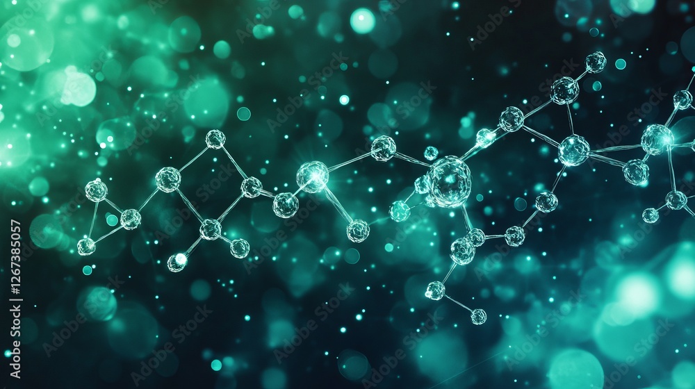 Poster abstract teal molecular structure background digital art science technology network connection futur