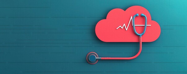 A stethoscope connected to a cloud icon symbolizes telemedicine and digital healthcare, highlighting the fusion of technology and medical services.