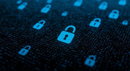 Cyber Security: Data Protection & Digital Locks in Binary Code - Shield Your Information from Online Threats!