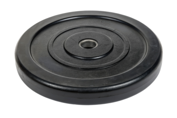 Black weight plate isolated with transparent background