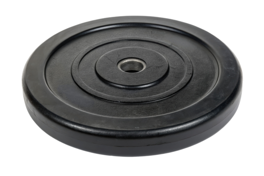 Black weight plate isolated with transparent background
