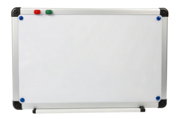 Blank white magnetic whiteboard isolated with transparent background