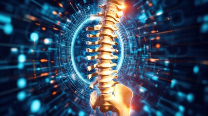 3d representation of human spine and isolated lumbar bone in high fidelity with holographic detail