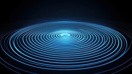 Abstract circular light waves on dark background