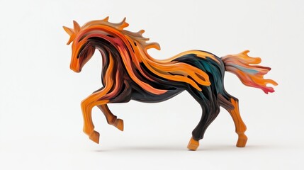 A dazzling sculpture of a galloping horse