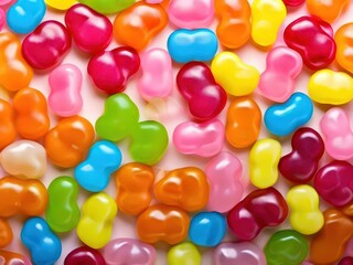 an AI Image Generator, Vibrant Colorful Candy Pieces in a Bright