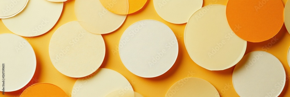 Leinwandbilder colorful circles of various sizes scattered on a bright yellow background create an inviting atmosph